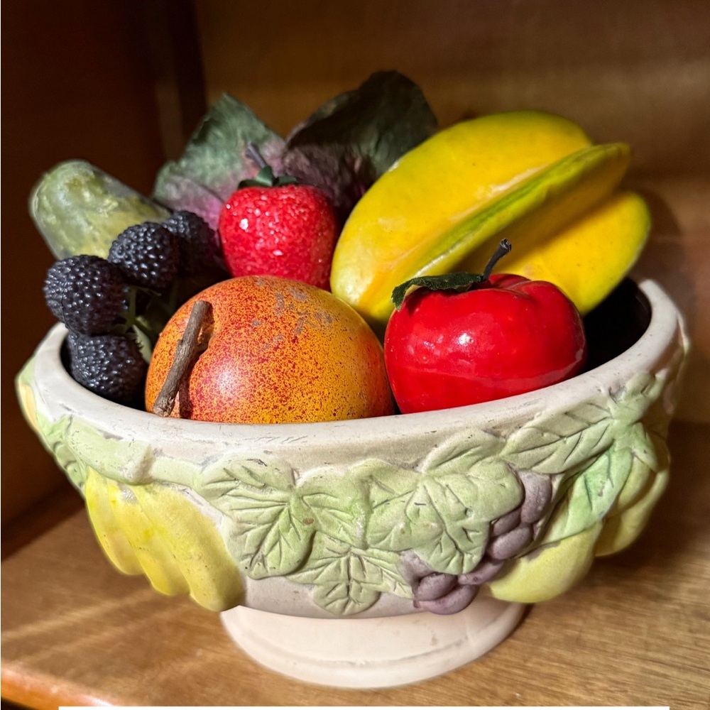Vintage Decorative Fruit Bowl with Assorted Fruits